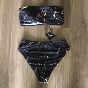 Zaful Marble High Waisted Bikini
